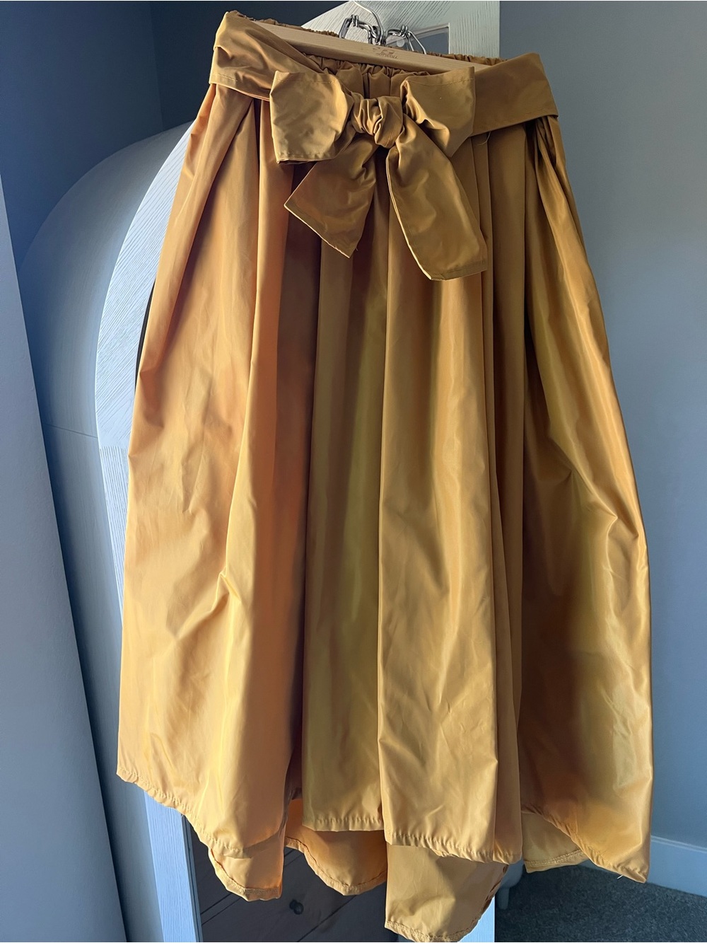 Cecile Wang-FRANCE Ochre High-Low Midi Skirt with Bow